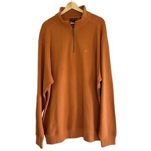Wolverine Mens Quarter‎ Zip Pullover Sweater XLT Tall Orange Waffle Knit